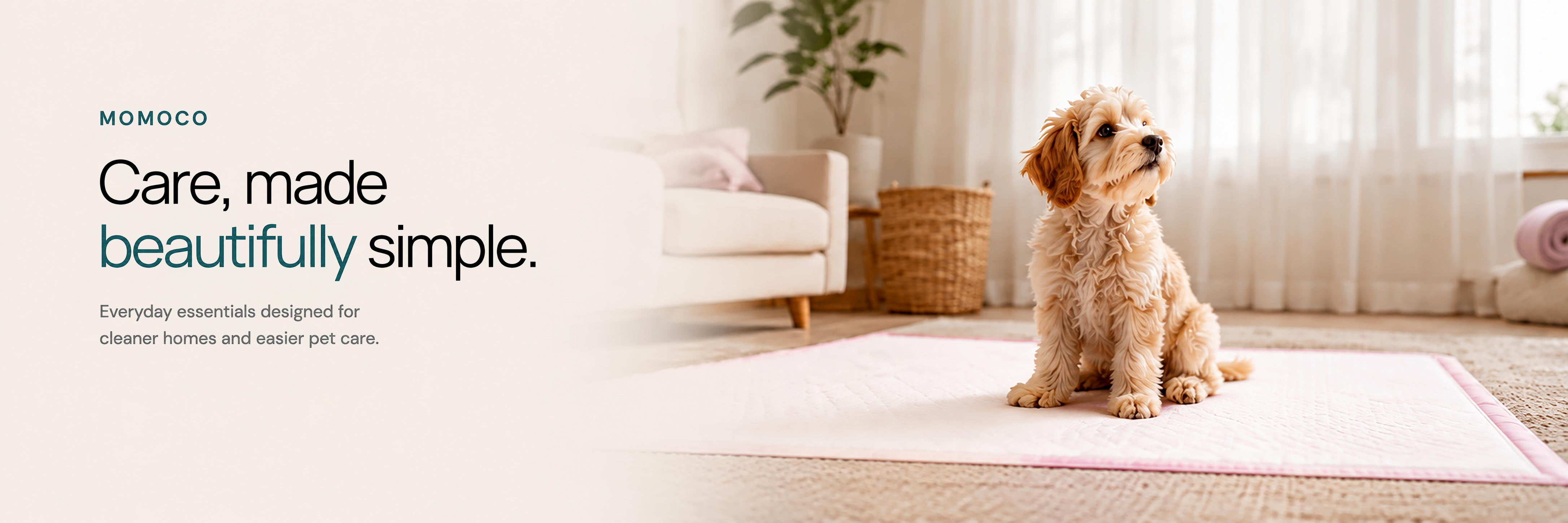MOMOCO puppy pads in a bright home